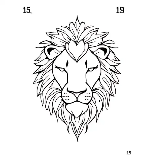 lion head with numbers 15 and 19 incorporated in head design tattoo design idea
