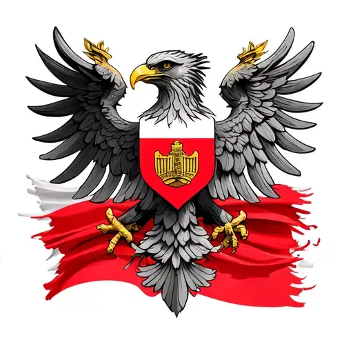 "Great Poland" polish flag and eagle tattoo design idea