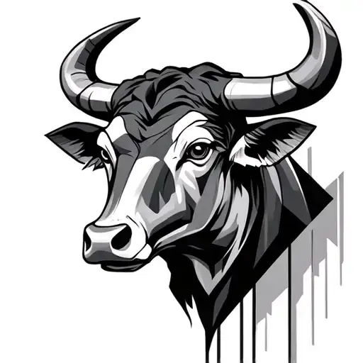 bull head taurus mad eyes cubism style tattoo design idea