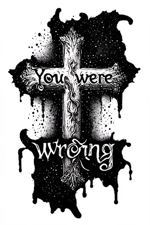 "You were wrong" religious cross tattoo design idea