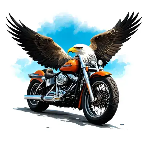 Eagle and Harley Davidson motorcycle tattoo design idea