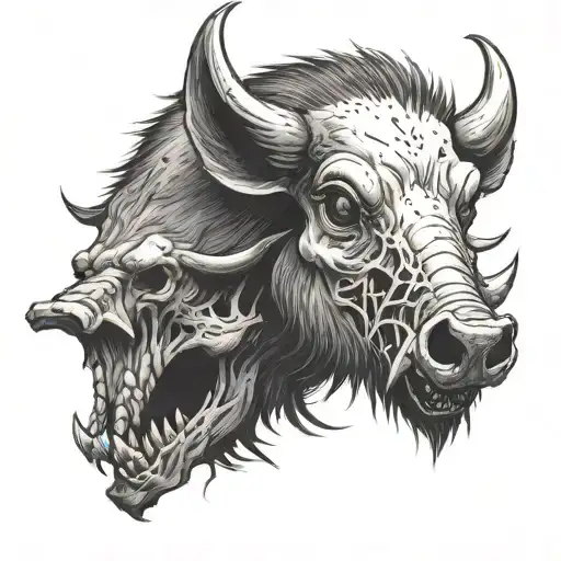 Wild boar skull tattoo design idea