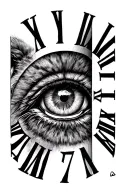 half human eye, half lion eye, 17 in roman numeral. It has to be something that breeds hope, confidence and silent power tattoo design idea
