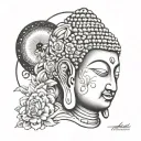 Buddha head galaxy tattoo design idea