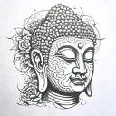 Buddha head galaxy tattoo design idea