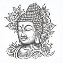 Buddha head galaxy tattoo design idea