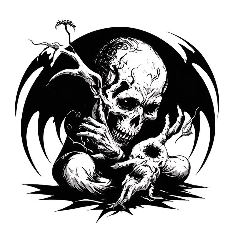 Seven major sins that are the sins of greed and laziness are more prominent and fantasy and scary and mysterious. tattoo design idea