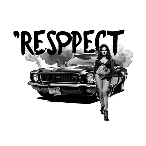 "respect" smoke cars women posing tattoo design idea