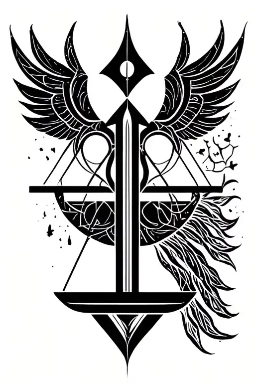 libra and virgo symbol tattoo design idea