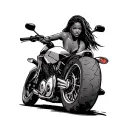 black woman sport motorcycle tattoo design idea