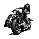 black woman sport motorcycle tattoo design idea
