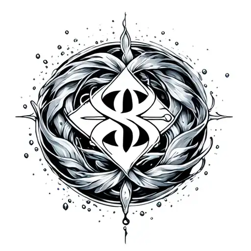 sigma symbol intertwined with water element and spirituality  tattoo design idea