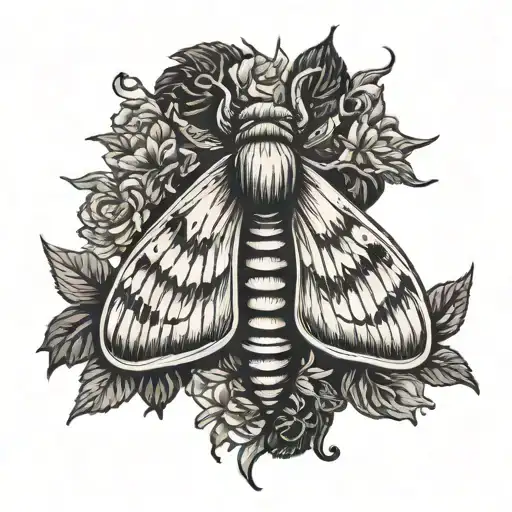 Illustrated death heads moth simple line drawing tattoo design idea