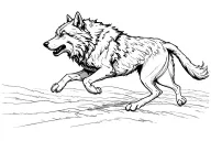 wolf running in air on collarbone tattoo design idea