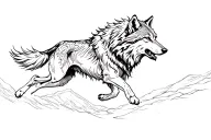 wolf running in air on collarbone tattoo design idea