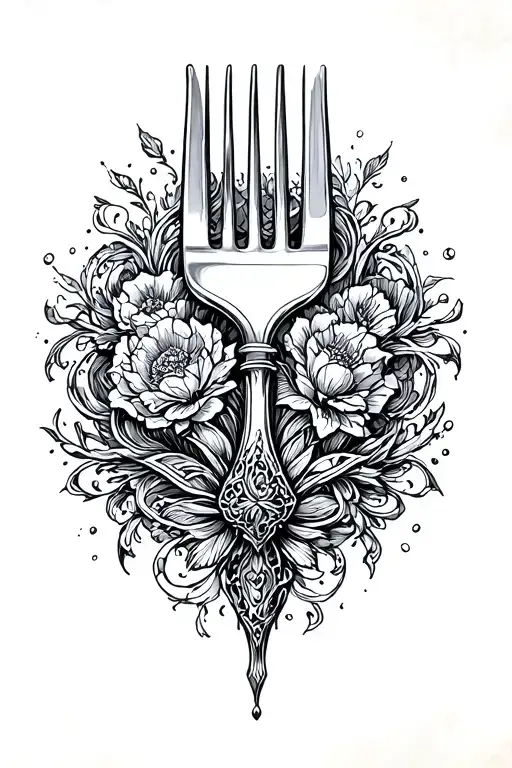 fancy fork by itself tattoo design idea