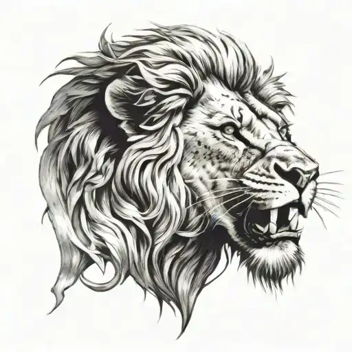 God feirce lion roaring tattoo design idea