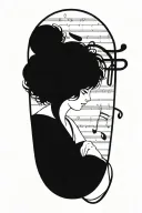 Incorporate a quill pen, book and musical notes intertwined with hindu tattoo design idea