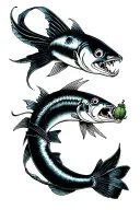oarfish with a grenade in mouth wide open tattoo design idea