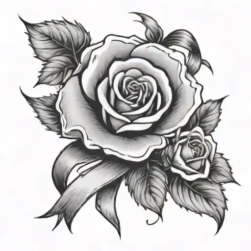 Rose And Cancer Ribbon tattoo design idea