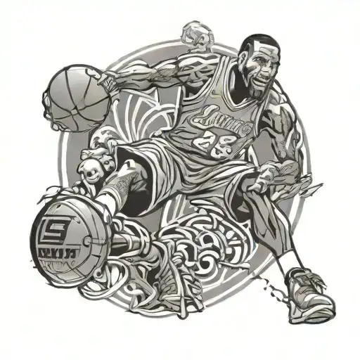 lebron james dunking tattoo design idea