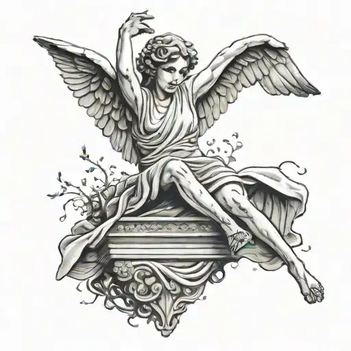 weeping Angel falling tattoo design idea
