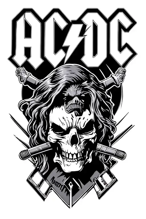 ACDC rock band tattoo design idea