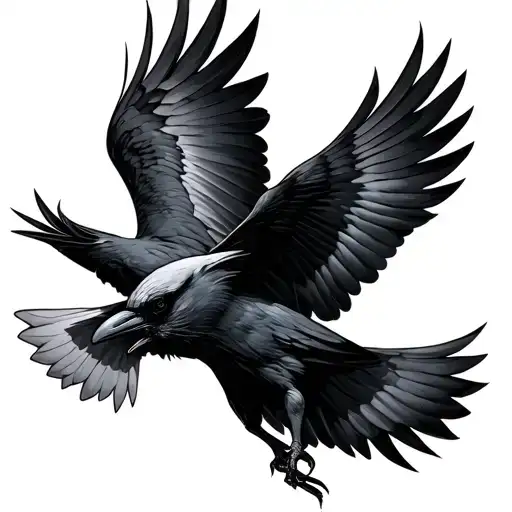 raven and dove flying toward each other tattoo design idea