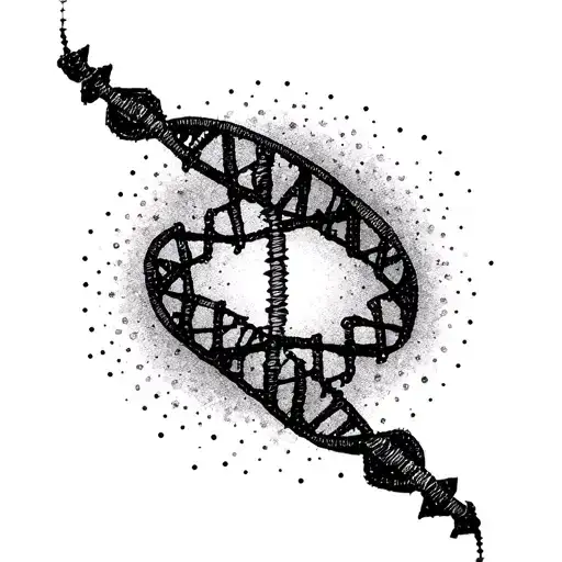An Infj personality type symbol intertwined with a DNA strand, representing the unique evolution of the self tattoo design idea
