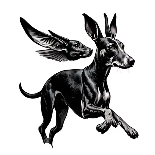 greyhound chasing hare tattoo design idea