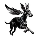 greyhound chasing hare tattoo design idea