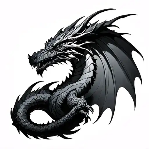 Biomechanical Dragon tattoo design idea