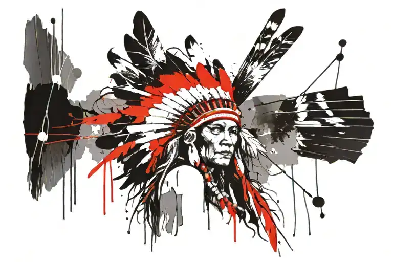female Indian chief tattoo design idea