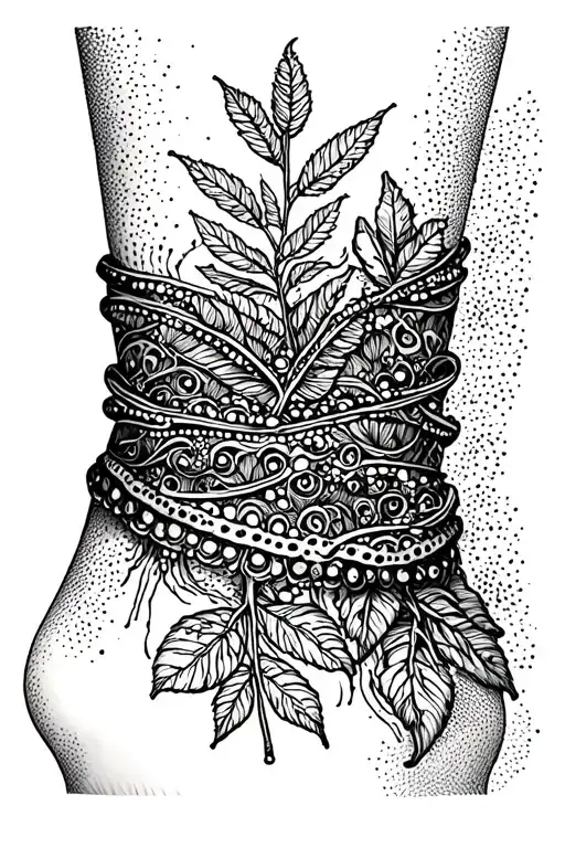 plant ankle bracelet tattoo design idea