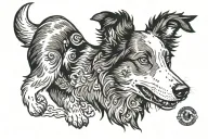 border collie with smurph tattoo design idea