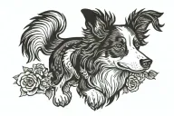 border collie with smurph tattoo design idea