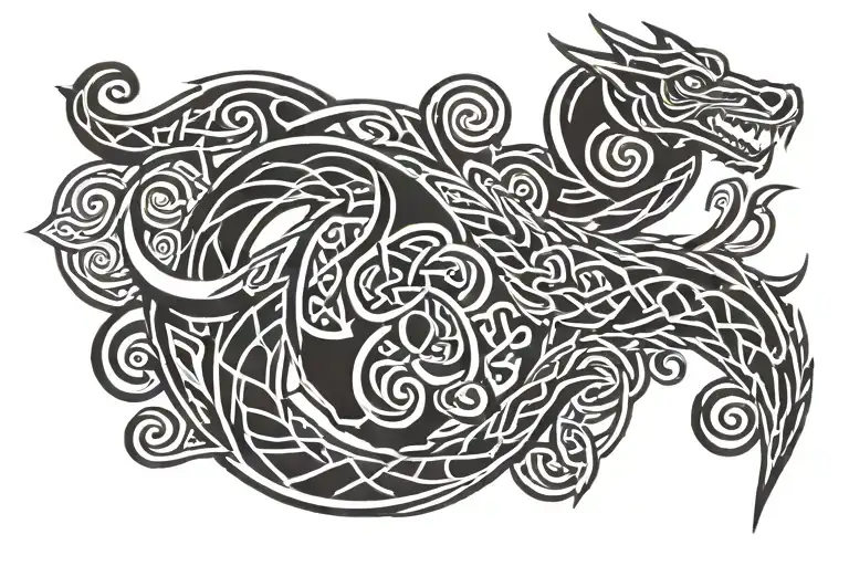 Celtic dragon arm band tattoo design featuring tattoo design idea