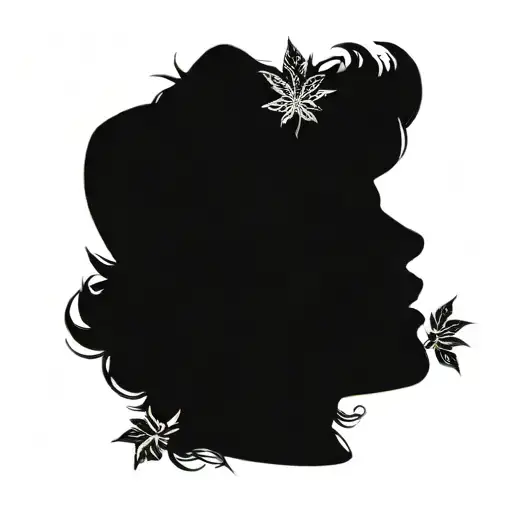 gothic woman smoking a blunt surrounded by weed leaves tattoo design idea