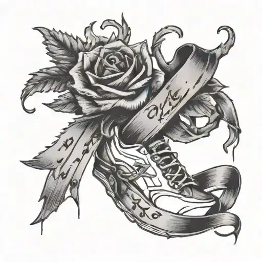 juice wrld and polyphia and tourettes syndrome ribbon tattoo design idea