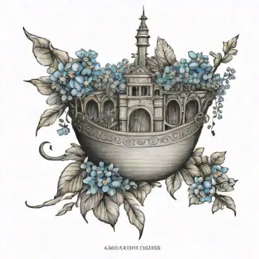 Renaissance ark with forget me nots tattoo design idea