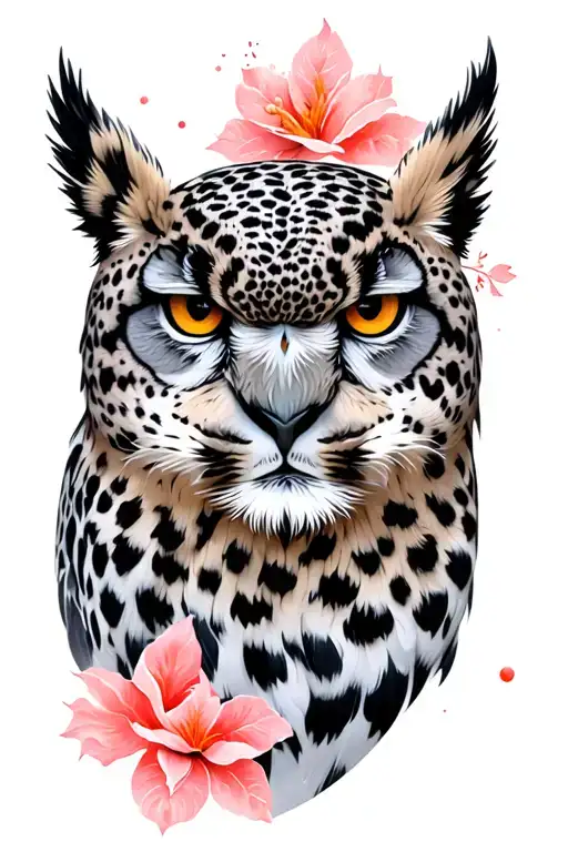 snow leopard, owl, eagle tattoo design idea