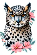 snow leopard, owl, eagle tattoo design idea