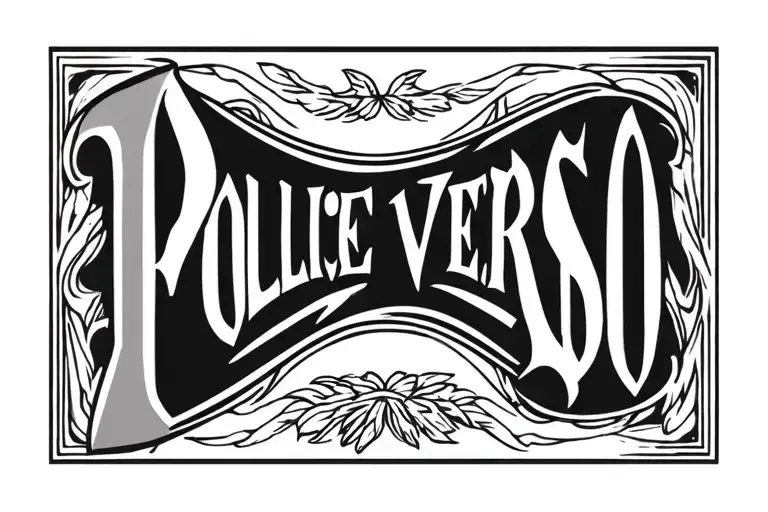 "POLLICE VERSO" "POLLICE VERSO" writing on the inside of the bicep in trajon font in cursive with a nod to gladiatorial heritage tattoo design idea