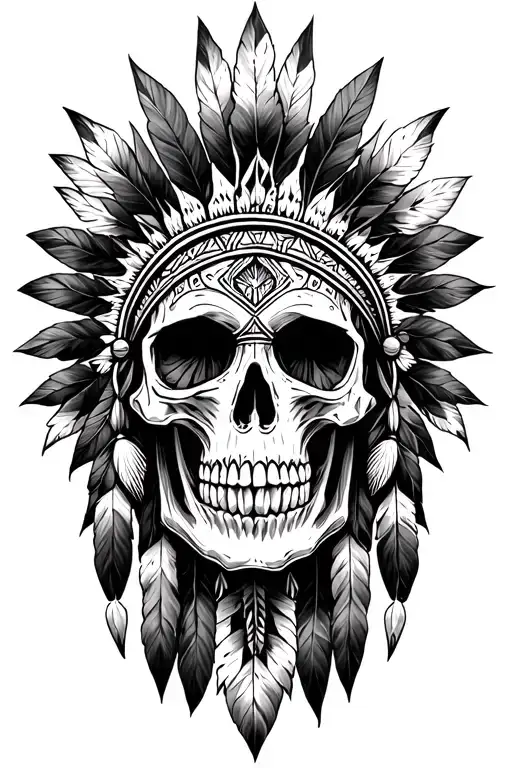native american skull tattoo design idea