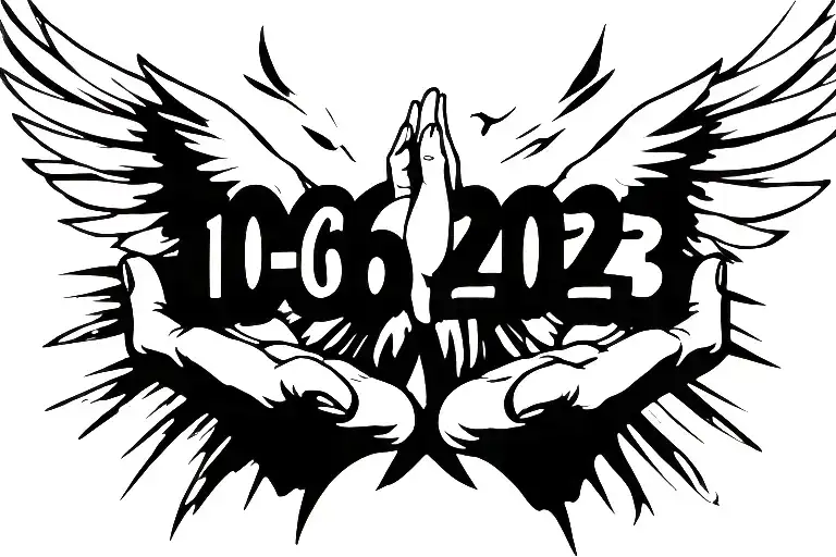 "10-06-2023" Open Praying Hands With A Dove Flying IN tattoo design idea
