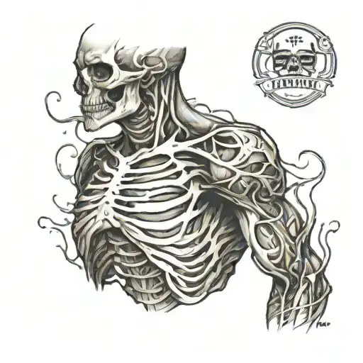 ripped skin on rib cage tattoo design idea