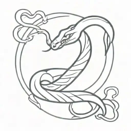 snake with thunderbolt symbol of Zeus tattoo design idea