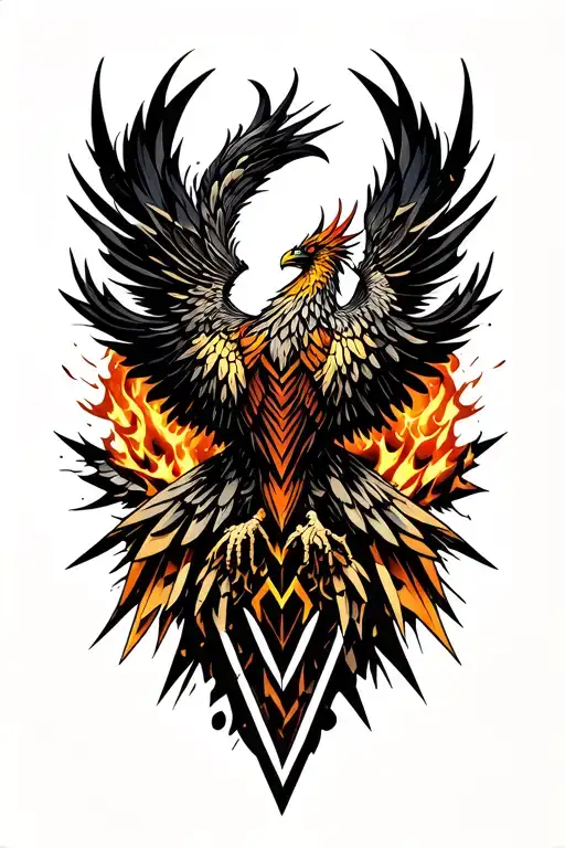 phoenix rising from the ashes tattoo design idea