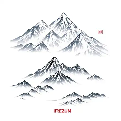 mont Blanc Mountain range tattoo design idea