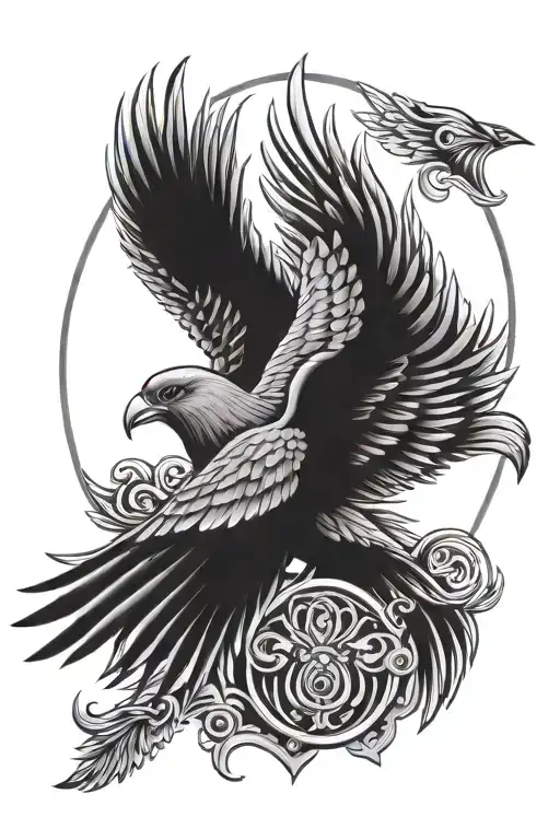 liverpool bird wings spread tattoo design idea